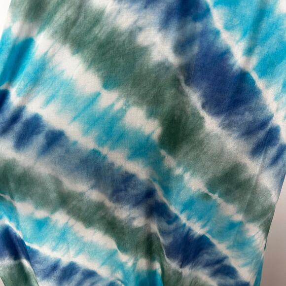 Rails Jennica Tie-Dyed Crepe Dress Maxi Ruffle Sundress Blue Green Womens Size S - Picture 11 of 11